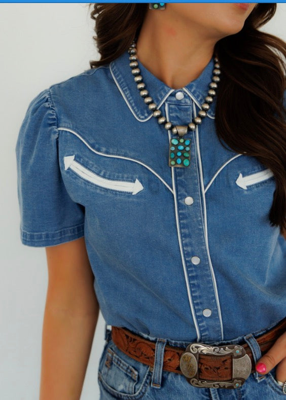 Denim Pearl Snap